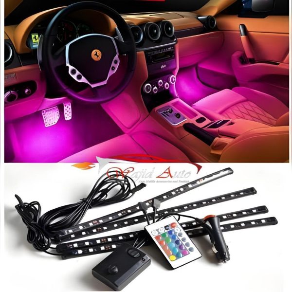 Car RGB Atmosphere Light, Car Interior Foot Light - 4 pcs