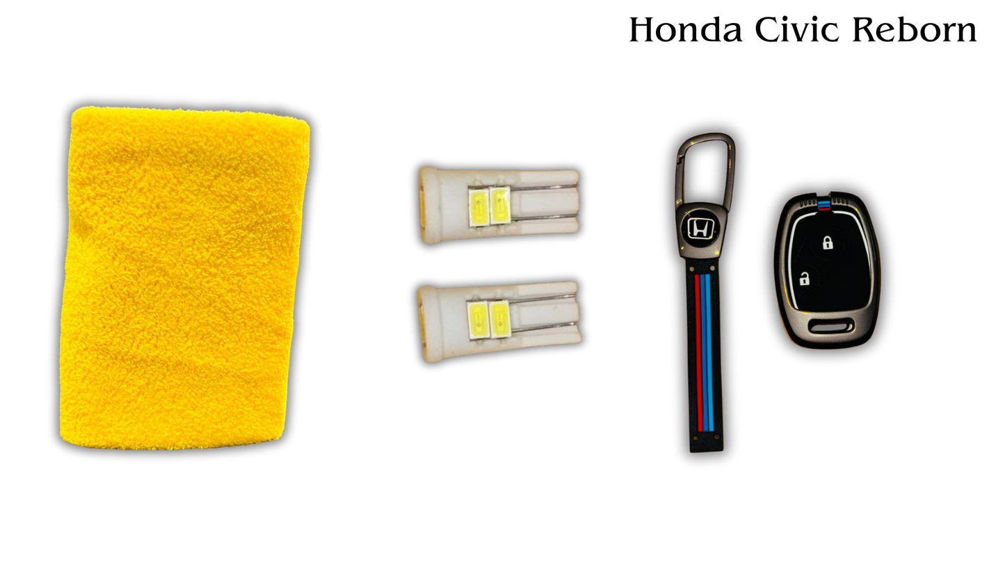 3 in 1 Metal Key Chain Cover | Micro Fiber Cloth | Parking LED Bulb All Cars
