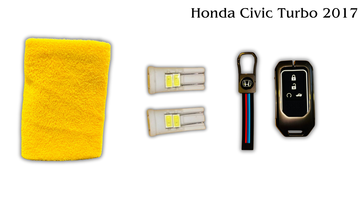 3 in 1 Metal Key Chain Cover | Micro Fiber Cloth | Parking LED Bulb All Cars