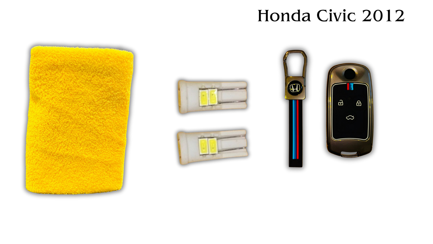 3 in 1 Metal Key Chain Cover | Micro Fiber Cloth | Parking LED Bulb All Cars