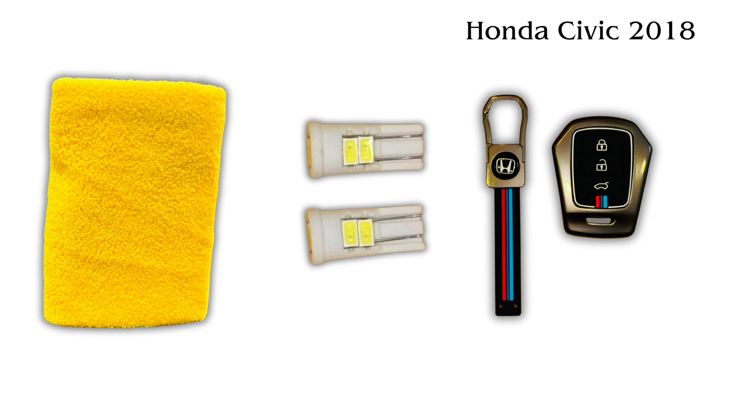 3 in 1 Metal Key Chain Cover | Micro Fiber Cloth | Parking LED Bulb All Cars