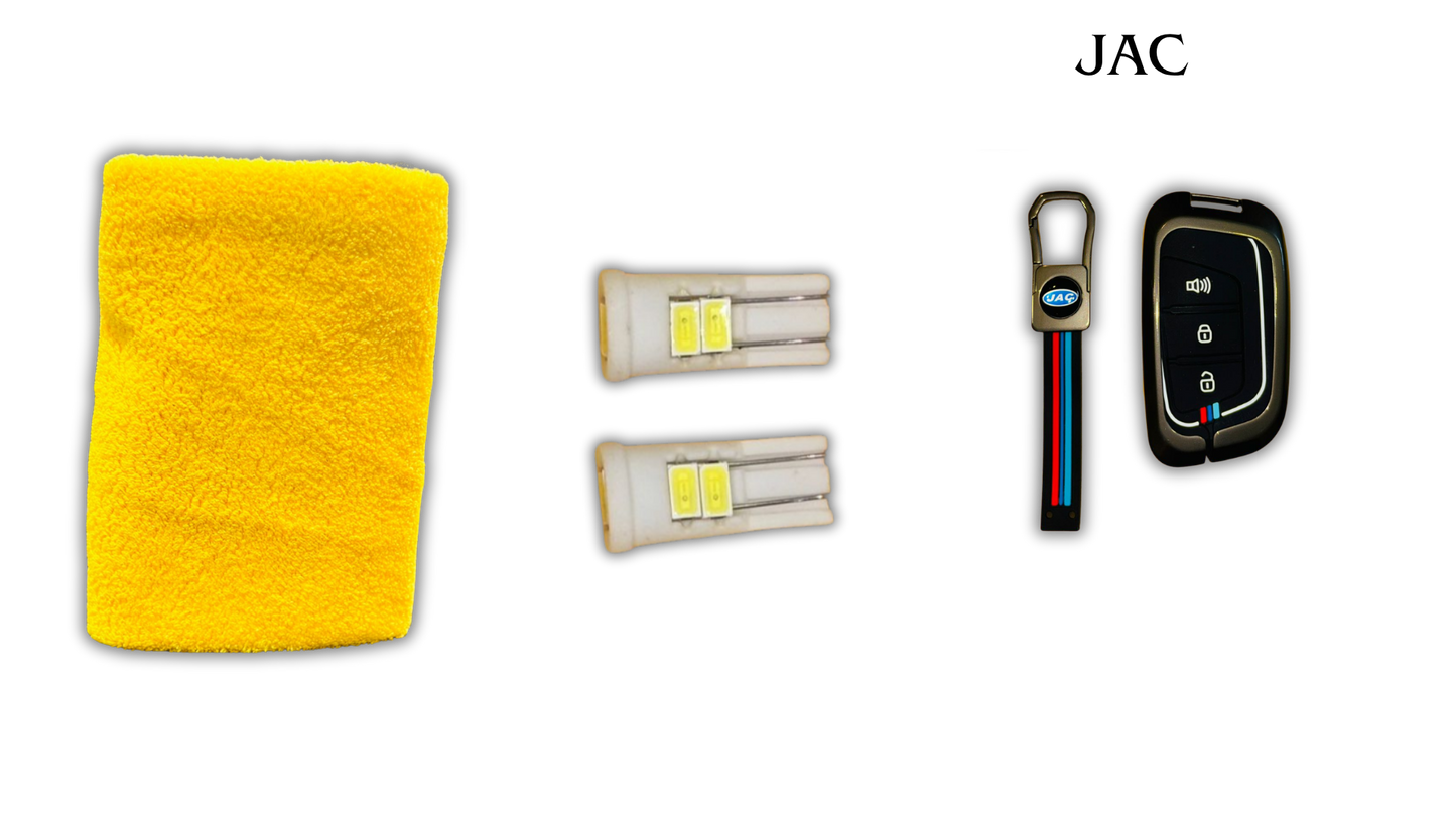 3 in 1 Metal Key Chain Cover | Micro Fiber Cloth | Parking LED Bulb All Cars