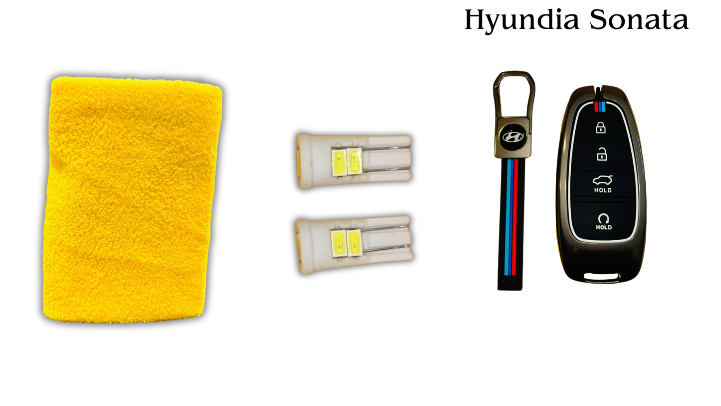 3 in 1 Metal Key Chain Cover | Micro Fiber Cloth | Parking LED Bulb All Cars