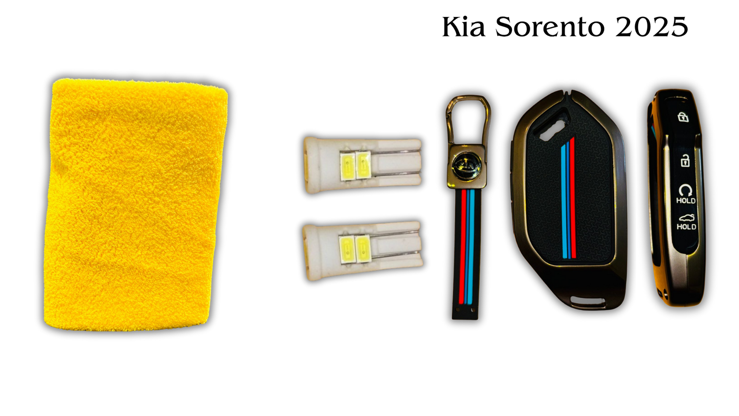 3 in 1 Metal Key Chain Cover | Micro Fiber Cloth | Parking LED Bulb All Cars