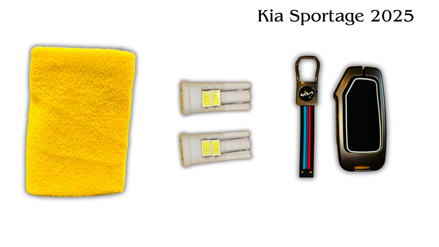 3 in 1 Metal Key Chain Cover | Micro Fiber Cloth | Parking LED Bulb All Cars