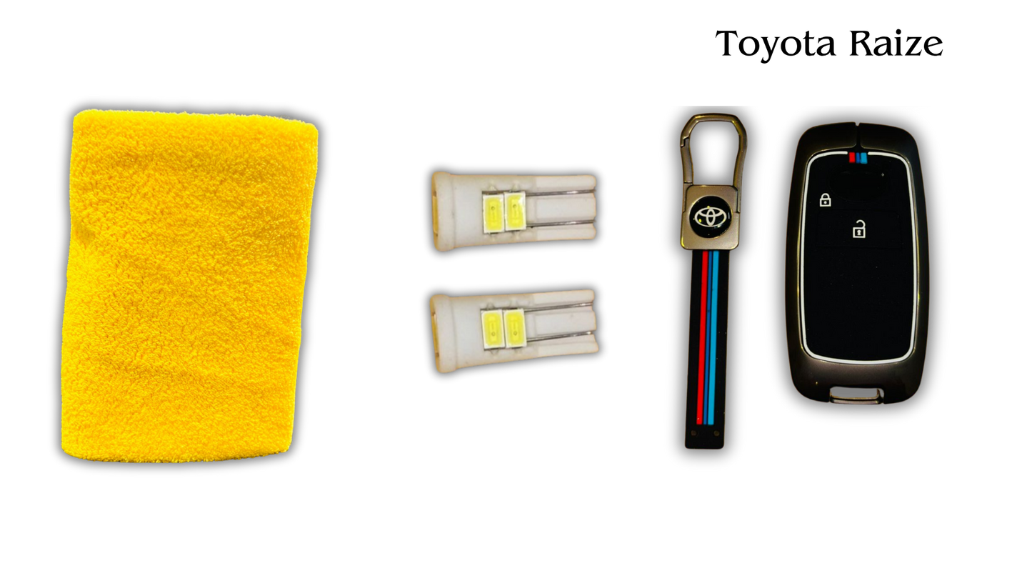 3 in 1 Metal Key Chain Cover | Micro Fiber Cloth | Parking LED Bulb All Cars