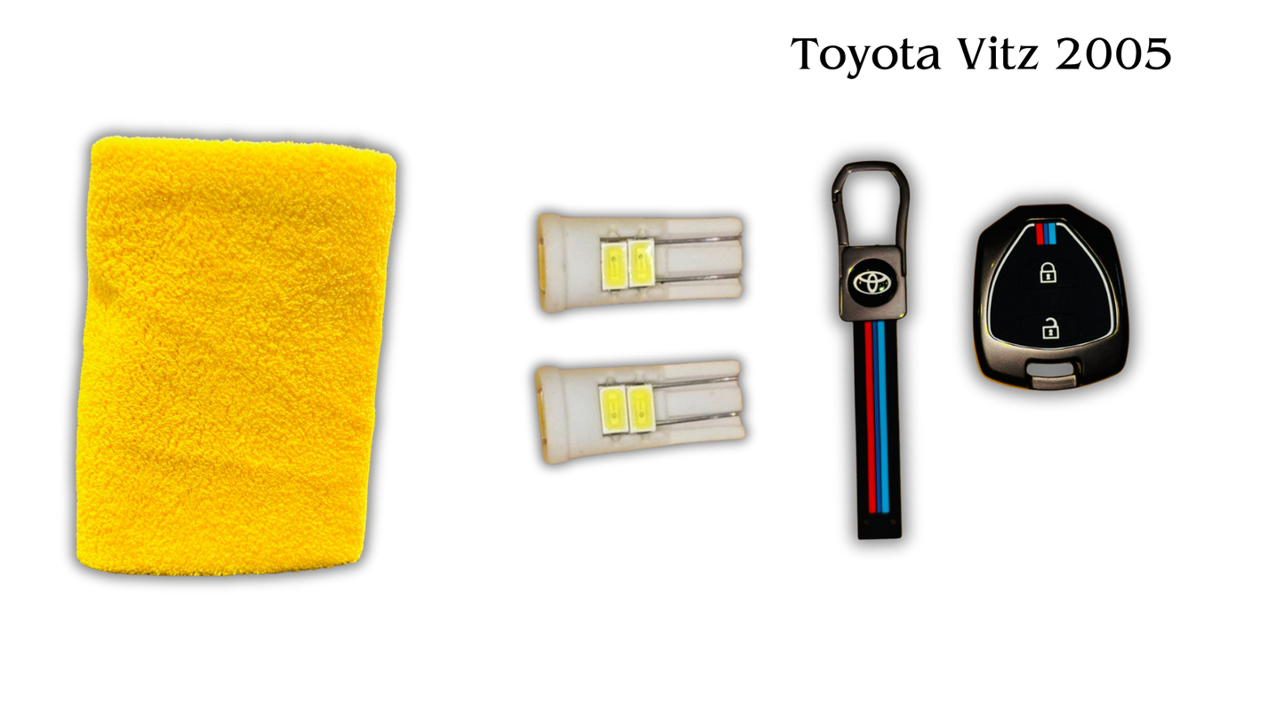3 in 1 Metal Key Chain Cover | Micro Fiber Cloth | Parking LED Bulb All Cars