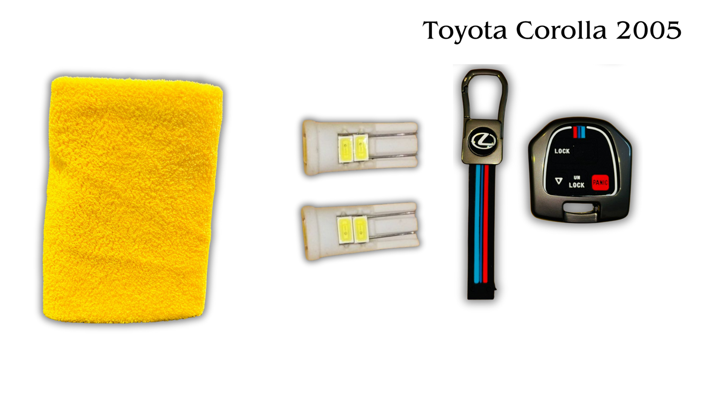 3 in 1 Metal Key Chain Cover | Micro Fiber Cloth | Parking LED Bulb All Cars