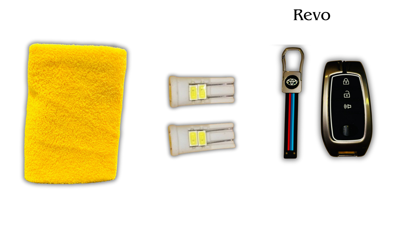3 in 1 Metal Key Chain Cover | Micro Fiber Cloth | Parking LED Bulb All Cars